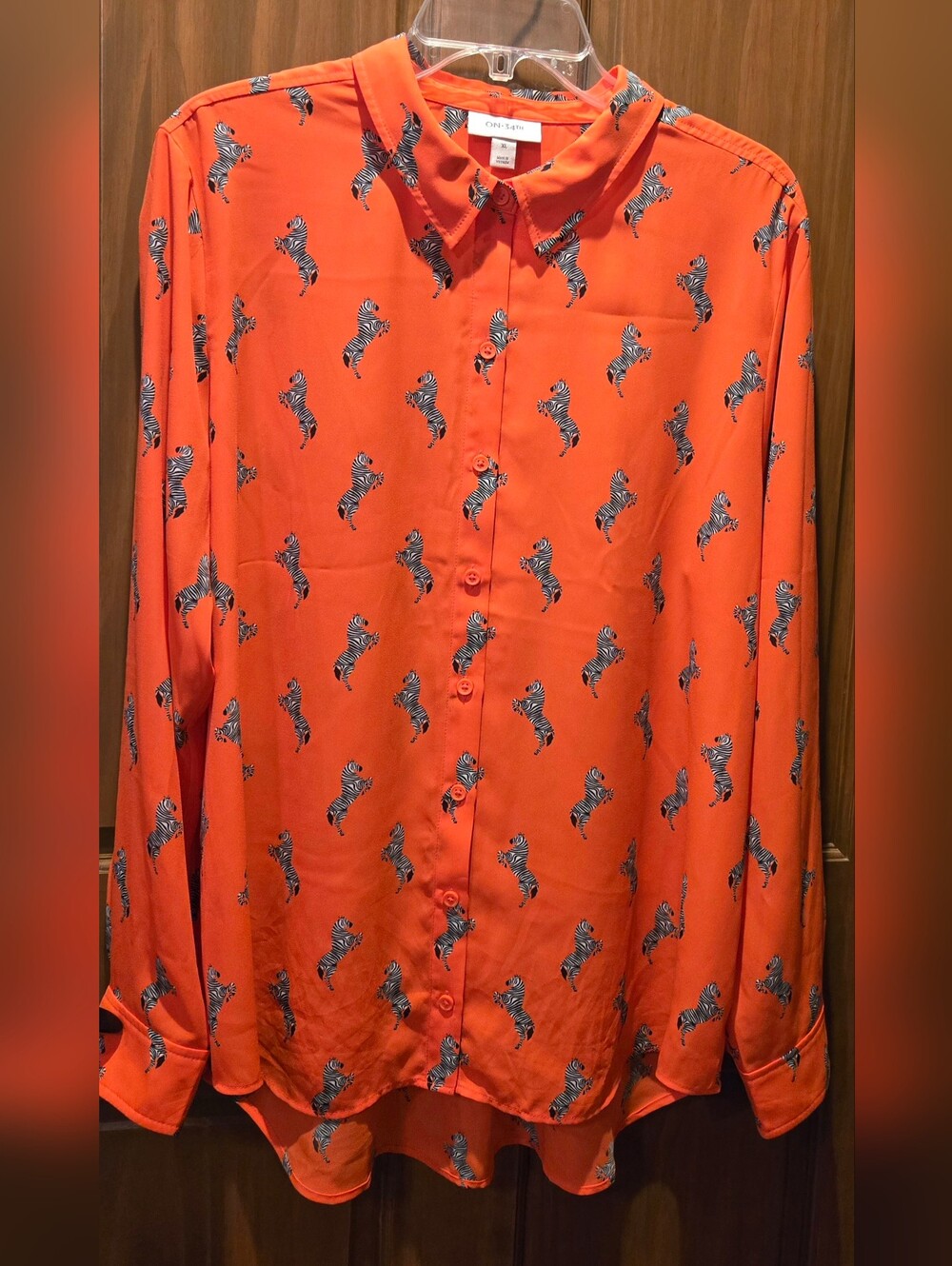 Bright Orange Zebra-Print Button-Down Shirt